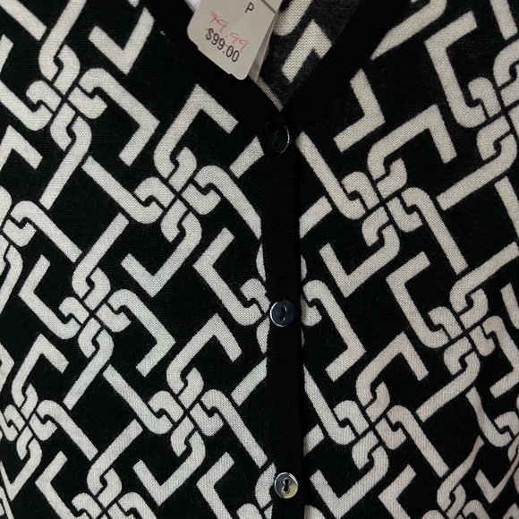 Talbots Black & Cream Patterned Cardigan Sweater- P - Picture 5 of 5